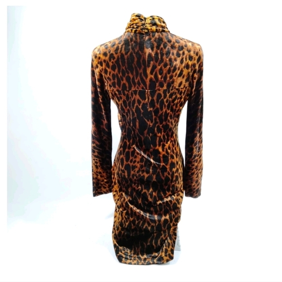 Gianni Versace Couture Vintage Leopard Print Velvet Dress - Picture 4 of 10
